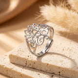 Bague Ajustable "Lotus Bohème" - Argentée - L'Arbre des Chakras