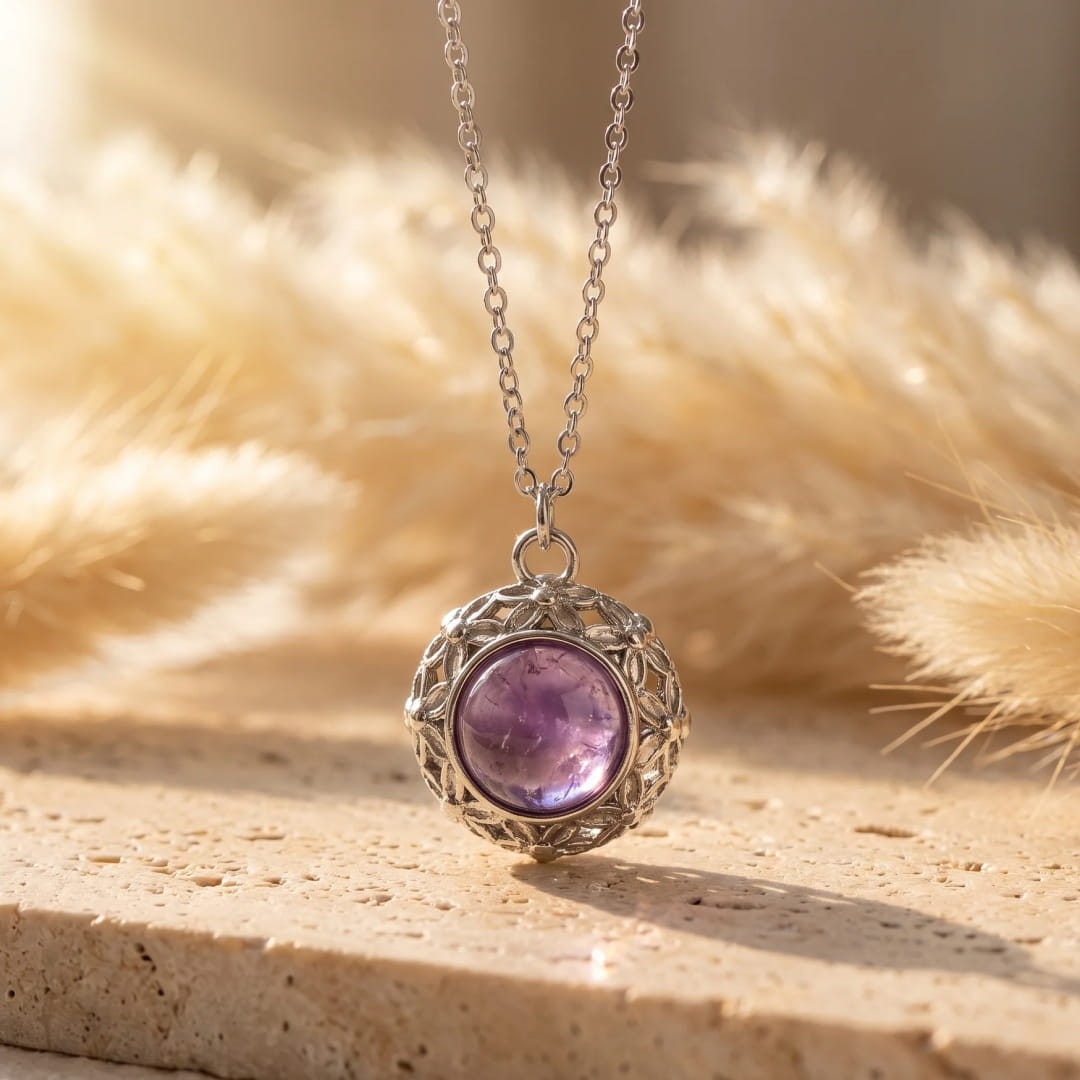 Pendentif "Éclat d’Autrefois" en Pierres Naturelles - Améthyste - L'Arbre des Chakras