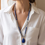 Collier Mala "Ancrage Céleste" en Lapis Lazuli & Labradorite - - L'Arbre des Chakras