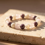 Bracelet "Douceur Céleste" en Pierre de Lune, Quartz Rose et Lépidolite - 17cm - L'Arbre des Chakras