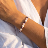 Bracelet "Douceur Céleste" en Pierre de Lune, Quartz Rose et Lépidolite - - L'Arbre des Chakras