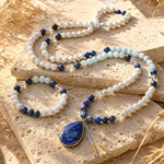 Collier Mala "Sérénité Bleue" en Lapis-Lazuli, Aigue-Marine & Howlite - Collier Mala + Bracelet - L'Arbre des Chakras