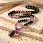 Collier Mala "Gardienne Intérieure" en Tourmaline, Améthyste & Labradorite - Collier seul - L'Arbre des Chakras