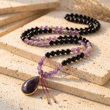 Collier Mala "Gardienne Intérieure" en Tourmaline, Améthyste & Labradorite - Collier seul - L'Arbre des Chakras