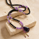 Collier Mala "Gardienne Intérieure" en Tourmaline, Améthyste & Labradorite - - L'Arbre des Chakras