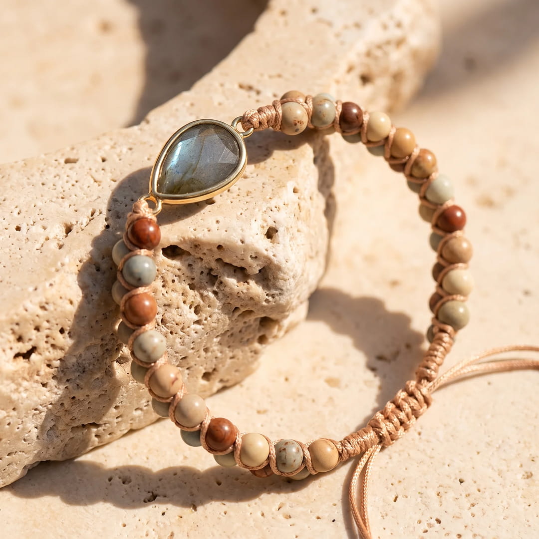 Bracelet Tressé "Audace" en Jaspe & Labradorite - - L'Arbre des Chakras