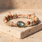 Bracelet Tressé "Audace" en Jaspe & Labradorite - - L'Arbre des Chakras