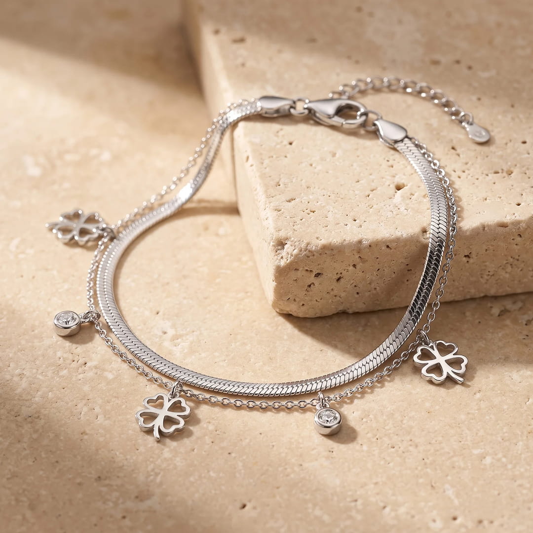 Bracelet "Trèfle Enchanté" - Couleur Or / Argent - Argentée - L'Arbre des Chakras