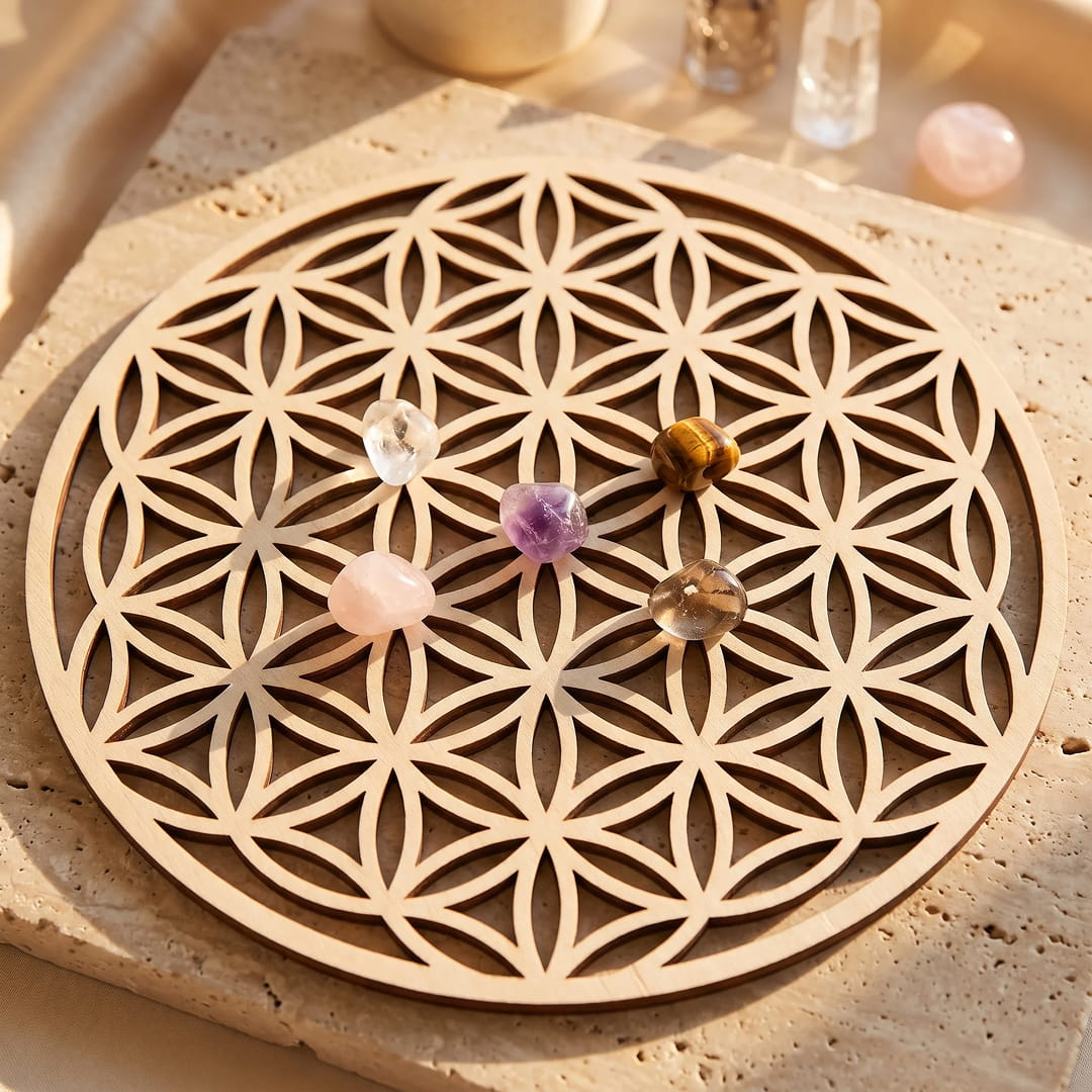 Fleur de Vie "Symbole d’Harmonie" en Bois Naturel - - L'Arbre des Chakras