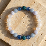 Bracelet "Rêve d’Atlantide" en Apatite, Kyanite, Calcédoine & Pierre de Lune