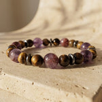 Bracelet "Crépuscule" en Œil de Tigre & Auralite