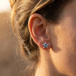 Boucles d'Oreilles "Lune Étoile" en Labradorite & Métal Argenté