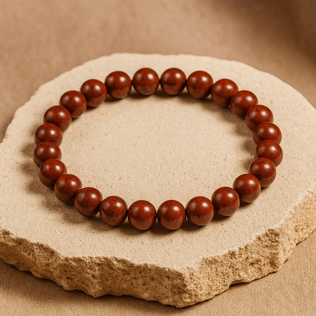 Bracelet "Énergie Vitale" en Jaspe Rouge - - L'Arbre des Chakras