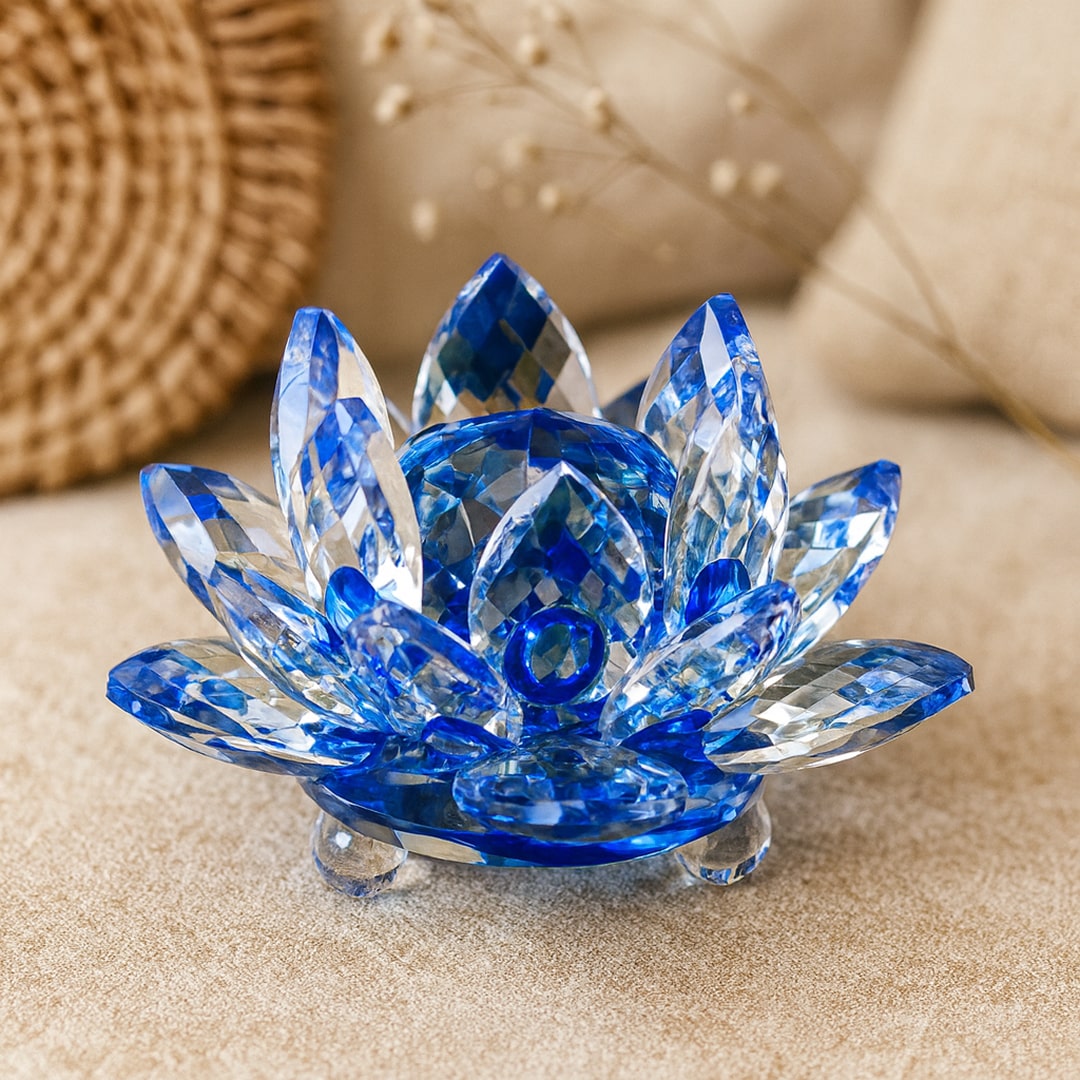 Fleur de Lotus en Cristal - Bleu - L'Arbre des Chakras