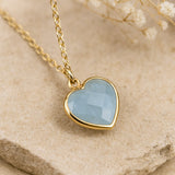 Pendentif Coeur en Aigue-Marine - Or - L'Arbre des Chakras