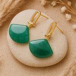 Boucles d'Oreilles Pendantes Demi-Lune "Équilibre Intérieur" en Pierre Naturelle - Aventurine Verte - L'Arbre des Chakras