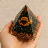 Orgonite "Cassiel" en Obsidienne Noire & Œil de Tigre - - L'Arbre des Chakras