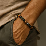 Bracelet "3 Protections" en Oeil de Tigre, Hématite & Obsidienne Noire - - L'Arbre des Chakras