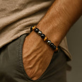 Bracelet "3 Protections" en Oeil de Tigre, Hématite & Obsidienne Noire - - L'Arbre des Chakras