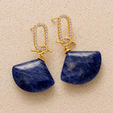 Boucles d'Oreilles Pendantes Demi-Lune "Équilibre Intérieur" en Pierre Naturelle - Sodalite - L'Arbre des Chakras