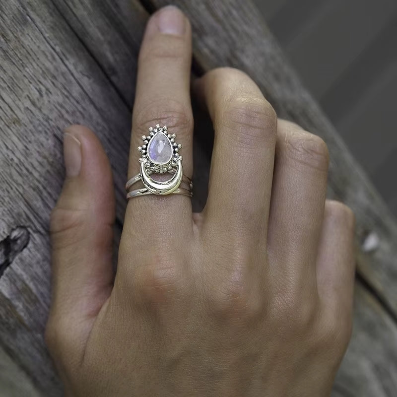 Bague "Lune Intuitive" en Pierre de Lune & Argent