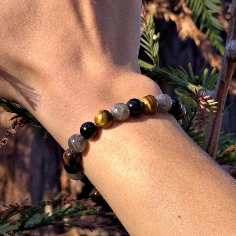 Bracelet &quot;Protection Ultime&quot; en Tourmaline, Oeil de Tigre &amp; Labradorite -  - L&#39;Arbre des Chakras