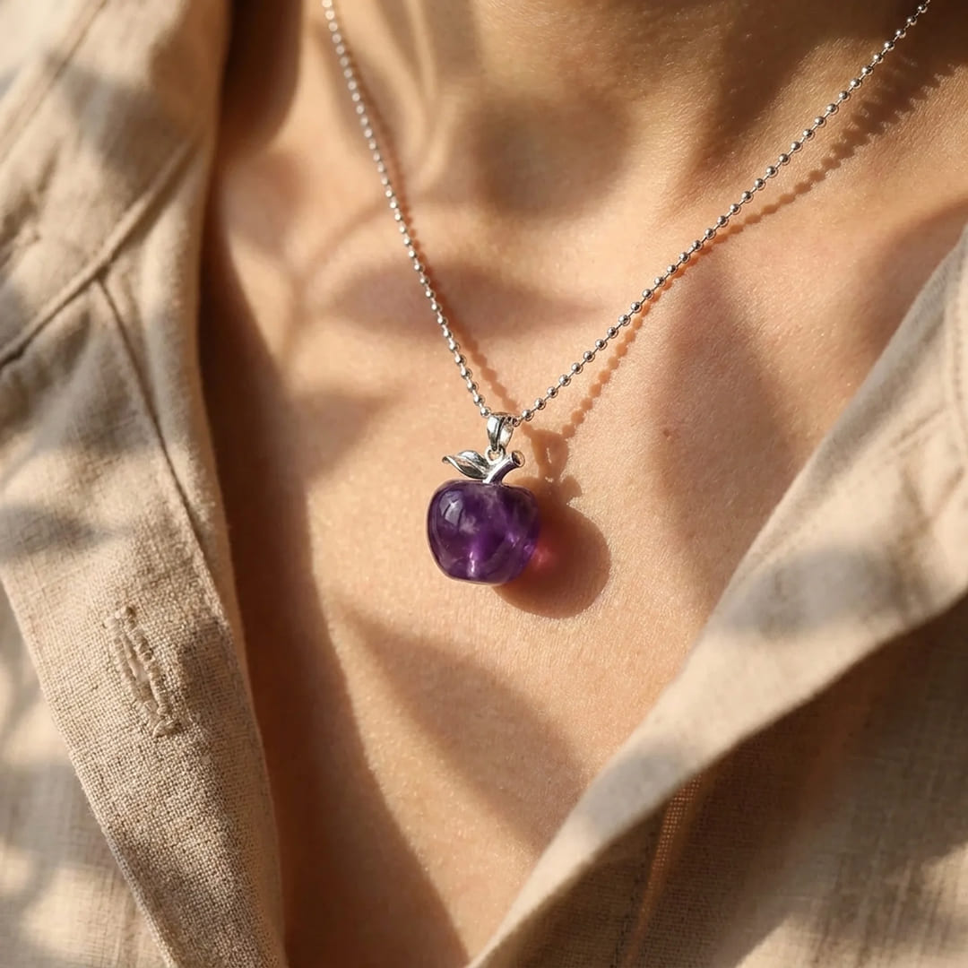 Pendentif "Pomme" en Pierre Naturelle - - L'Arbre des Chakras