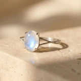 Bague Ajustable "Clarté de l’Âme" en Pierre de Lune - - L'Arbre des Chakras