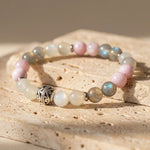 Bracelet Premium "Énergie Féminine" en Labradorite, Pierre de Lune & Kunzite - - L'Arbre des Chakras