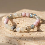 Bracelet Premium "Énergie Féminine" en Labradorite, Pierre de Lune & Kunzite - - L'Arbre des Chakras