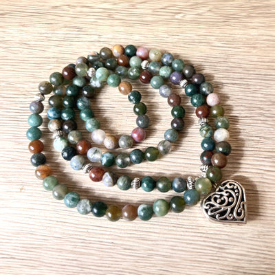 Bracelet Mala "Énergie Lumineuse" en Agate Indienne -  - L'Arbre des Chakras