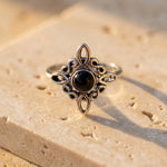 Bague Ajustable "Énergie Mystique" - Noeud de Sorcière & Obsidienne - - L'Arbre des Chakras