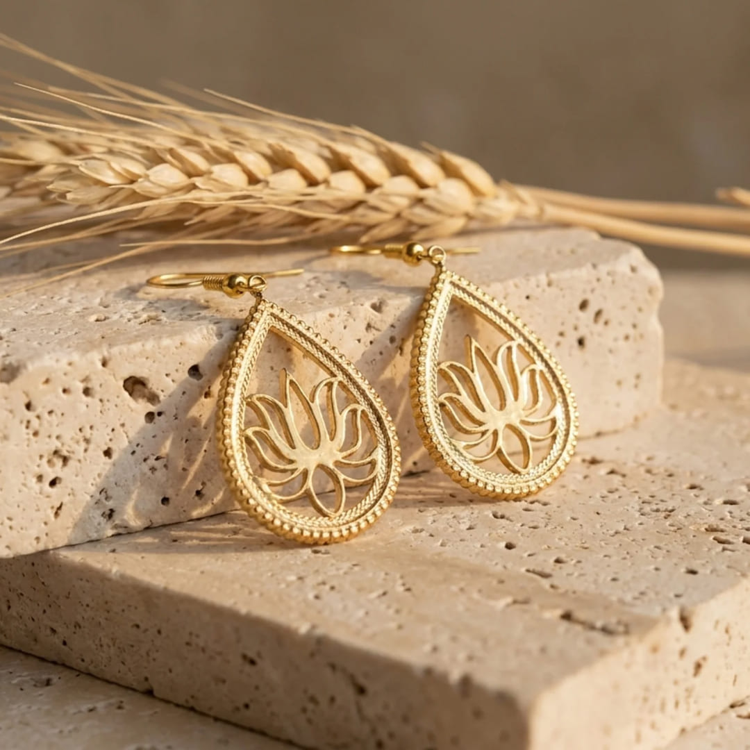 Boucles d’Oreilles "Calme & Élégance" Lotus Lumineux - - L'Arbre des Chakras