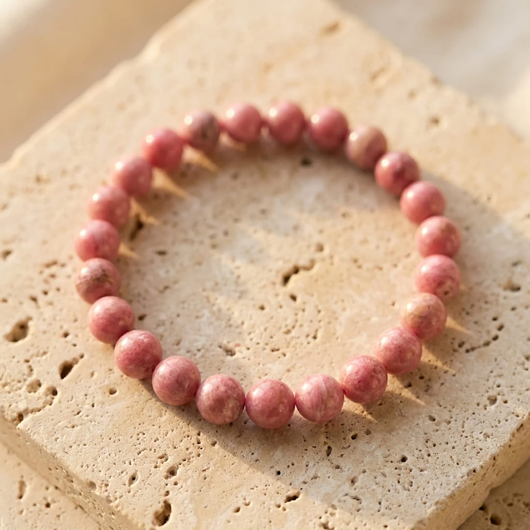 Bracelet “Douceur du Cœur” en Rhodonite - - L'Arbre des Chakras