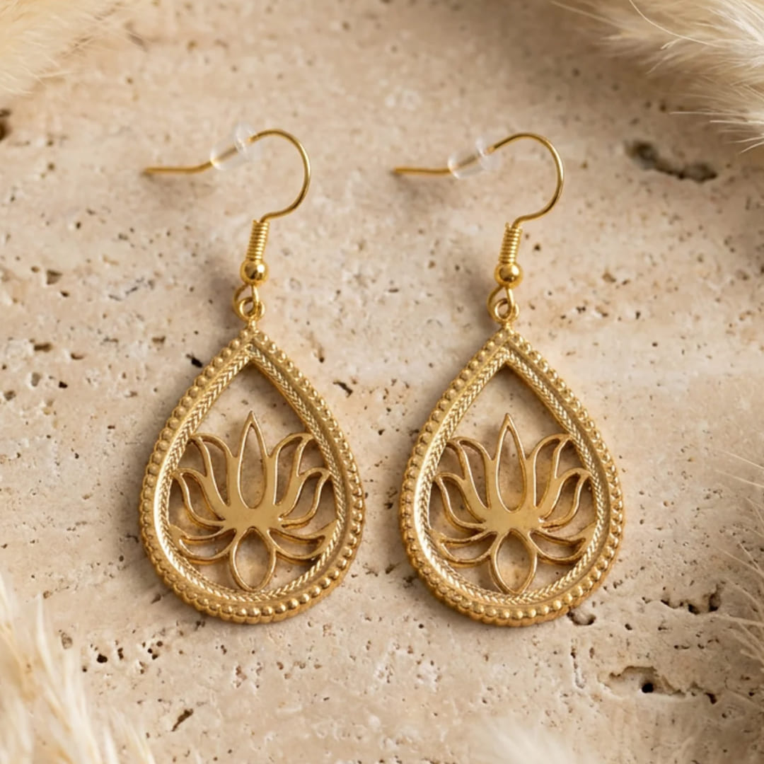 Boucles d’Oreilles "Calme & Élégance" Lotus Lumineux - - L'Arbre des Chakras