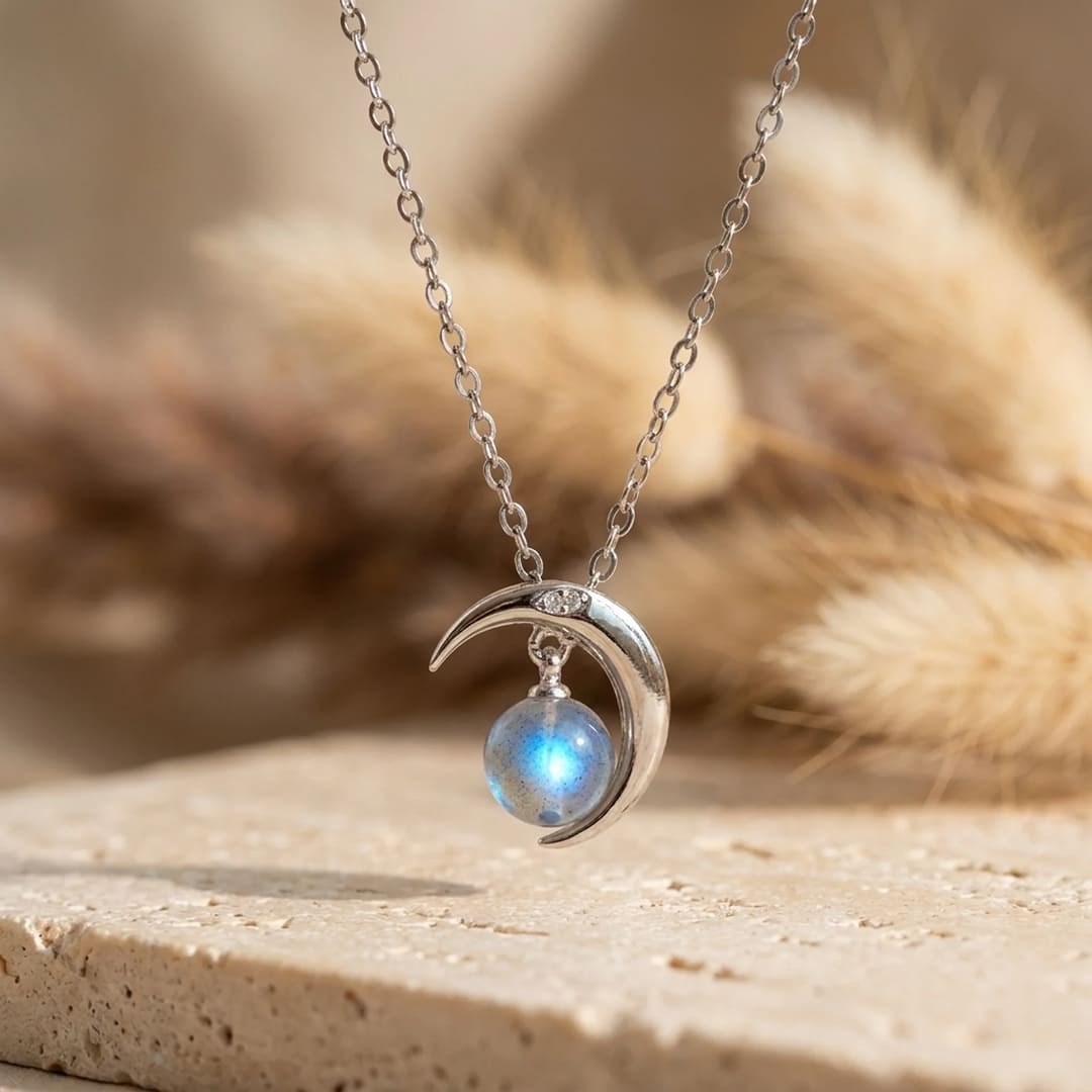 Pendentif "Lune Enchantée" en Labradorite - - L'Arbre des Chakras