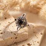 Bague Ajustable "Énergie Mystique" - Noeud de Sorcière & Obsidienne - - L'Arbre des Chakras