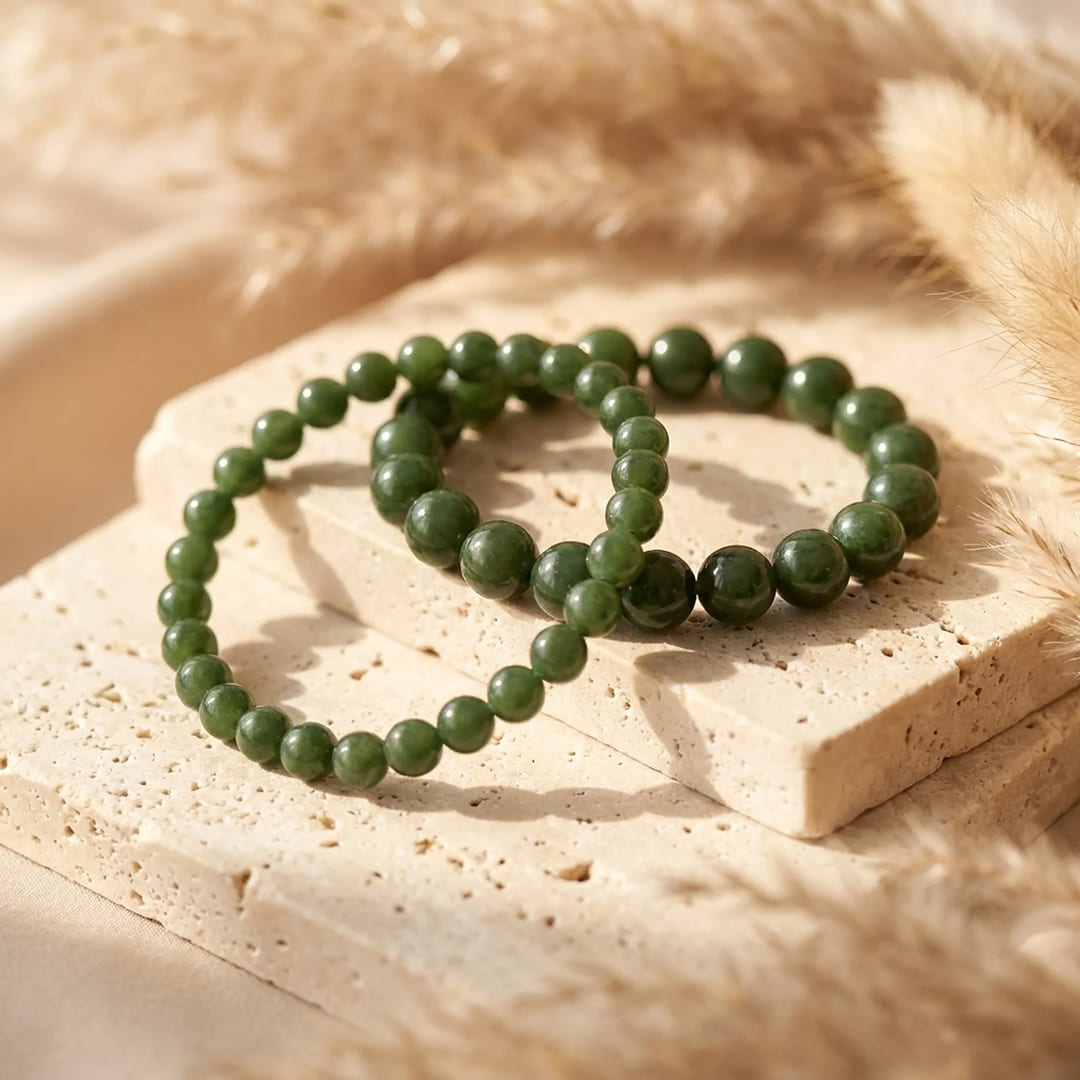 Bracelet “Dhara” en Jade Néphrite - - L'Arbre des Chakras