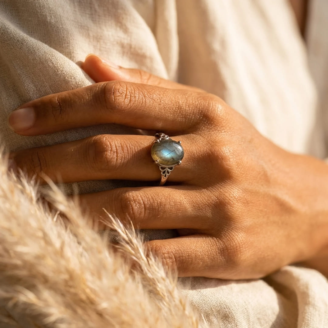Bague "Amara" en Labradorite - - L'Arbre des Chakras