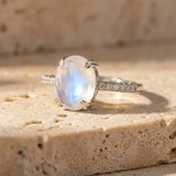 Bague Ajustable "Kirana" en Pierre de Lune & Argent - - L'Arbre des Chakras