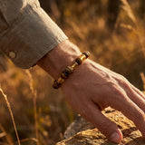 Bracelet "Protection & Prospérité" en Oeil de Tigre, Citrine & Jaspe Paysage - - L'Arbre des Chakras