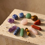Coffret Reiki - Lot de 7 Pierres Naturelles & 7 Doubles Pointes - - L'Arbre des Chakras