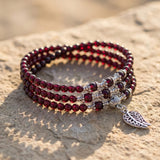 Bracelet Multi-tours "Feu Intérieur" en Grenat - - L'Arbre des Chakras