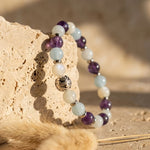 Bracelet Premium "Bien-Être Intérieur" en Améthyste, Aigue-Marine & Pierre de Lune - - L'Arbre des Chakras