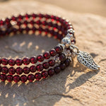 Bracelet Multi-tours "Feu Intérieur" en Grenat - - L'Arbre des Chakras