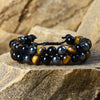 Bracelet Tressé Ajustable "Triple Protections" en Hématite, Oeil de Tigre & Obsidienne -  - L'Arbre des Chakras