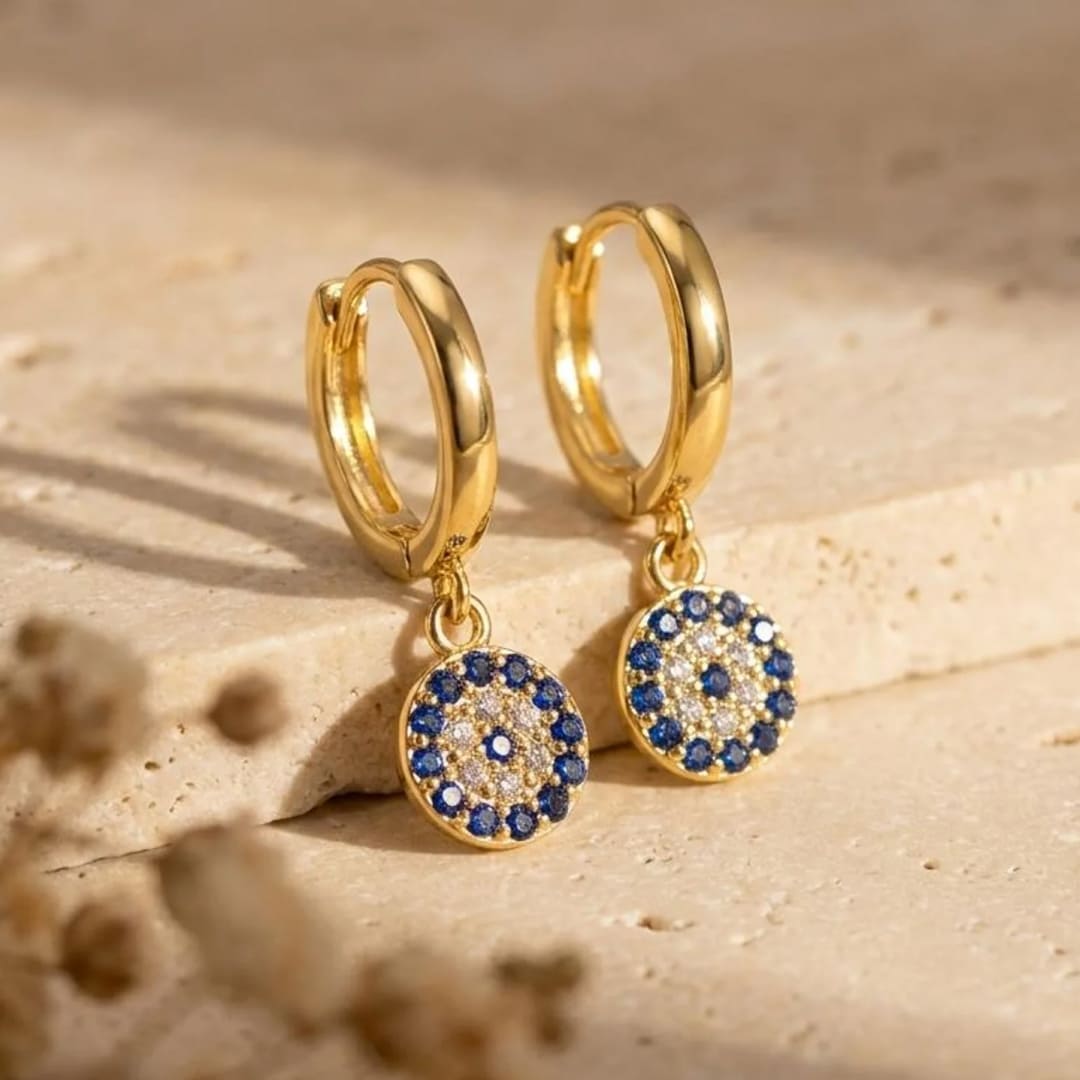 Boucles d'Oreilles "Oeil Bleu Protecteur" - Or - L'Arbre des Chakras
