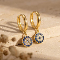 Boucles d'Oreilles "Œil Bleu" – Symbole Traditionnel de Protection - Or - L'Arbre des Chakras