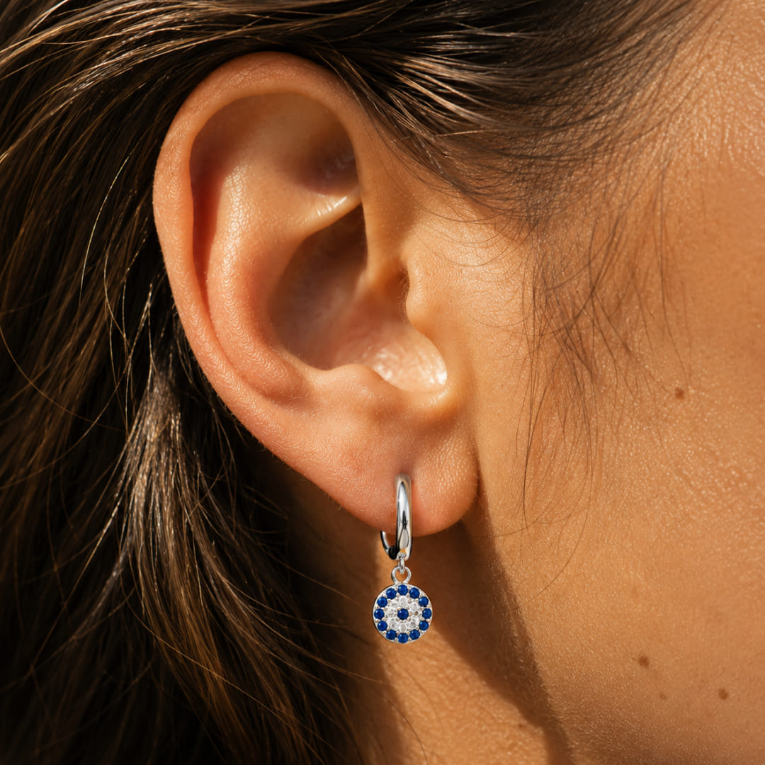 Boucles d'Oreilles "Oeil Bleu Protecteur" - - L'Arbre des Chakras
