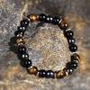 Bracelet "Confiance & Protection" en Oeil de Tigre, Hématite & Onyx -  - L'Arbre des Chakras